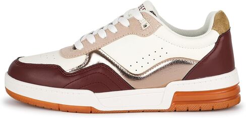 Niluber Women's Fashion Low Top Sneakers - White PU Leather Tennis Shoes-Lace Up Comfortable Casual Waking Shoes in Kuwait