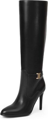 iiimmu Knee High Boots for Women 4 IN Stiletto Heel Zipperless Soft Faux Leather Tall Boots Round Toe 16 IN Shaft in Saudi Arabia