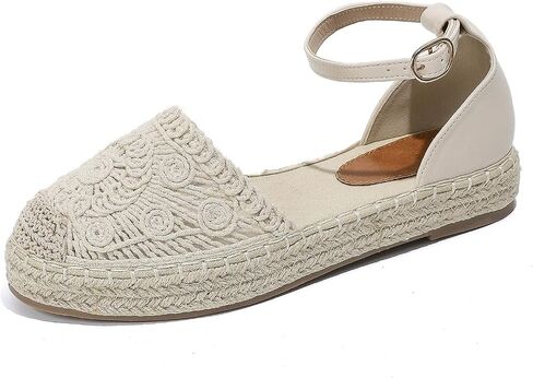 Putu Women's Closed Toe Sandals Ankle Strap Espadrille Platform Sandals Hollow Out Flat Shoes in Saudi Arabia