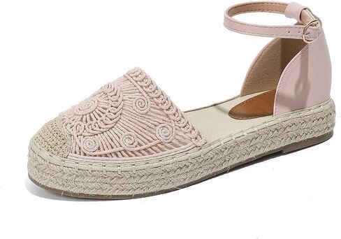Putu Women's Closed Toe Sandals Ankle Strap Espadrille Platform Sandals Hollow Out Flat Shoes in Saudi Arabia