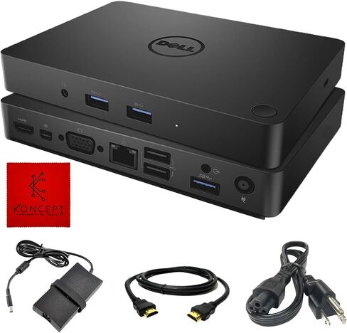 حزمة محطة الإرساء Koncept Dell WD15 محطة إرساء Dell مزودة بمصدر طاقة بقدرة 130 وات وكابل HMDI وقطعة قماش للتنظيف من الألياف الدقيقة (متجددة) in Saudi Arabia