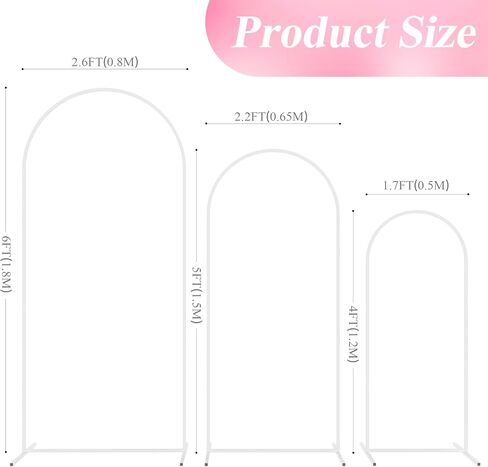 Wokceer حامل خلفية قوس الزفاف 7.2FT، 6.6FT، 6FT مجموعة من 3 حامل خلفية قوس معدني ذهبي لحفلات الزفاف وحفلات استقبال المولود الجديد وديكور حفلات أعياد الميلاد in Saudi Arabia