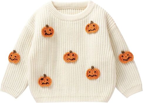 MAYUMMPY Toddler Baby Boy Girl Halloween Sweater Pumpkin Warm Pullover Sweatshirt Knitwear Knitted Fall Winter Clothes in Kuwait