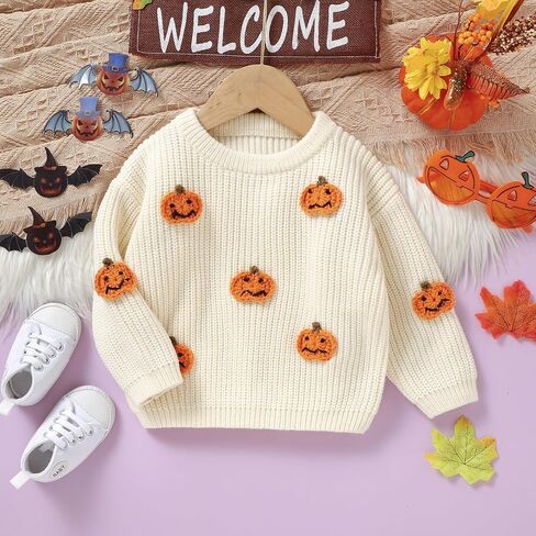 MAYUMMPY Toddler Baby Boy Girl Halloween Sweater Pumpkin Warm Pullover Sweatshirt Knitwear Knitted Fall Winter Clothes in Kuwait
