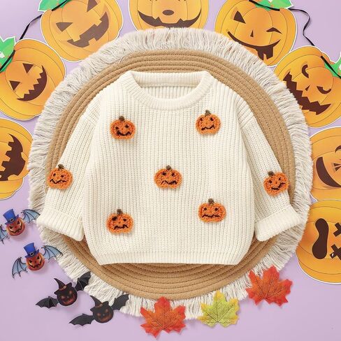 MAYUMMPY Toddler Baby Boy Girl Halloween Sweater Pumpkin Warm Pullover Sweatshirt Knitwear Knitted Fall Winter Clothes in Kuwait