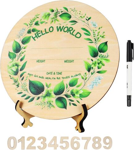 Baby Announcement Sign,Hello World newborn sign,Monthly Milestone Cards,Double-Sided Wooden Hello World,Newborn Welcome Sign with Marker Pen and wooden stand,as Photo Props for Hospital Nursery Baby Shower Keepsakes, Lucky Star (Rainbow Baby) in Saudi Arabia