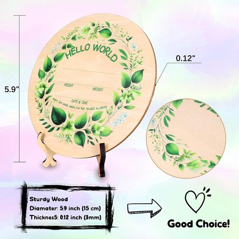 Baby Announcement Sign,Hello World newborn sign,Monthly Milestone Cards,Double-Sided Wooden Hello World,Newborn Welcome Sign with Marker Pen and wooden stand,as Photo Props for Hospital Nursery Baby Shower Keepsakes, Lucky Star (Rainbow Baby) in Saudi Arabia