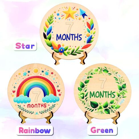 Baby Announcement Sign,Hello World newborn sign,Monthly Milestone Cards,Double-Sided Wooden Hello World,Newborn Welcome Sign with Marker Pen and wooden stand,as Photo Props for Hospital Nursery Baby Shower Keepsakes, Lucky Star (Rainbow Baby) in Saudi Arabia