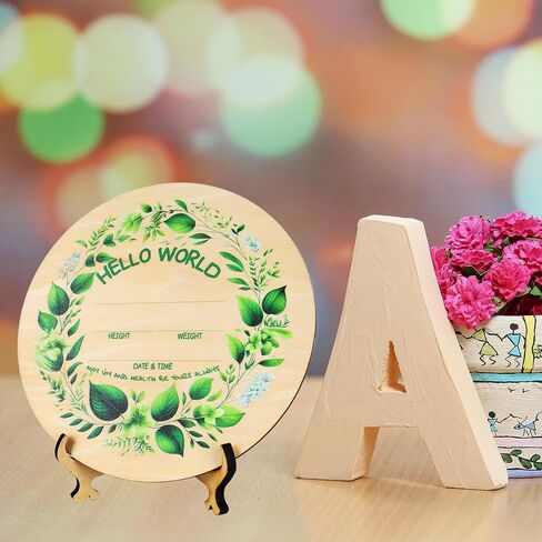 Baby Announcement Sign,Hello World newborn sign,Monthly Milestone Cards,Double-Sided Wooden Hello World,Newborn Welcome Sign with Marker Pen and wooden stand,as Photo Props for Hospital Nursery Baby Shower Keepsakes, Lucky Star (Rainbow Baby) in Saudi Arabia