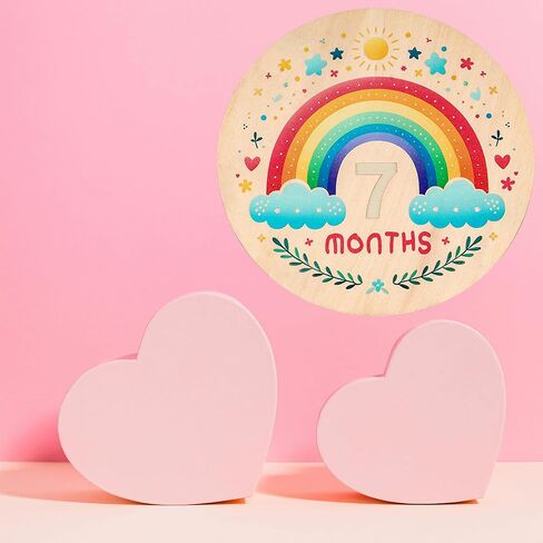 Baby Announcement Sign,Hello World newborn sign,Monthly Milestone Cards,Double-Sided Wooden Hello World,Newborn Welcome Sign with Marker Pen and wooden stand,as Photo Props for Hospital Nursery Baby Shower Keepsakes, Lucky Star (Rainbow Baby) in Saudi Arabia