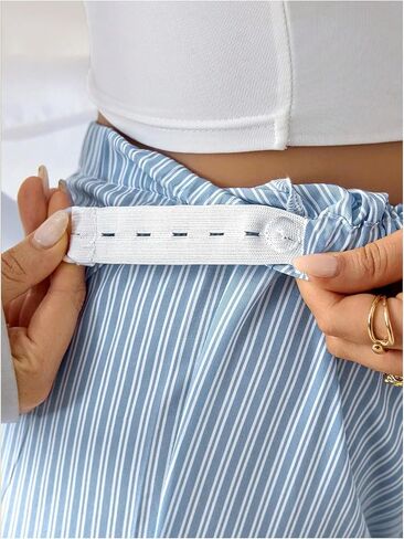 MakeMeChic Women's Maternity Striped Print Pant High Waisted Wide Leg Straight Pants Pregnancy Trousers in Saudi Arabia