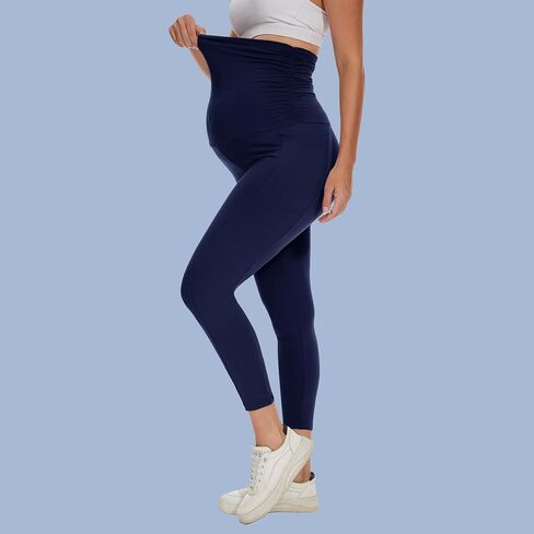 Happy.angel 1/2 حزمة من السراويل الضيقة للحمل مع جيوب فوق البطن، سراويل نسائية سوداء للتمرين واليوجا والحمل in Kuwait