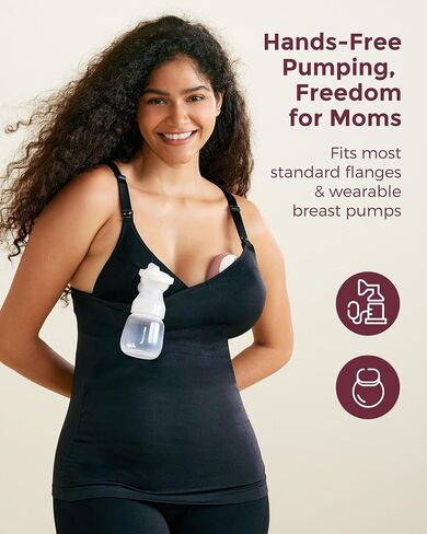 Momcozy Hands Free Pumping Tank Top, All-in-One Pumping & Nursing Tank Tops with Built-in Bra, Fixed Padding Maternity Cami in Saudi Arabia