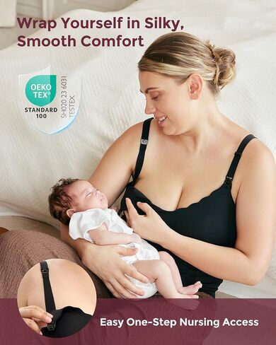 قمصان بدون أكمام للرضاعة الطبيعية من Momcozy، كامي للرضاعة بدون خياطة مع حمالة صدر مدمجة، أشرطة قابلة للتعديل، تصميم صدفي in Saudi Arabia