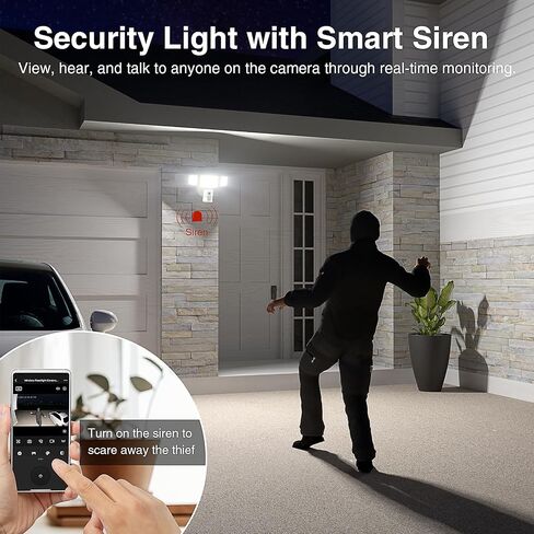 كاميرا Onforu Floodlight الخارجية، عبوتان كاميرا سلكية ذكية بقدرة 55 وات مع مصابيح LED 5500LM 2K HD IP65 كشف الحركة، صفارة إنذار 67 ديسيبل، صوت ثنائي الاتجاه، تسجيلات ملونة كاملة 125 درجة لأمن المنزل in Kuwait