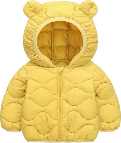 Toddler Winter Coats Puffer Padded Jacket Baby Boys Girls Bear Hoods Down Jacket Light Weight Infant Outerwear in Kuwait