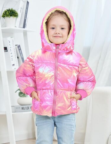 UNICOMIDEA Baby Girl Winter Coat Laser Toddler Jackets Warm Down Outerwear with Hooded For 12M-5T in Saudi Arabia