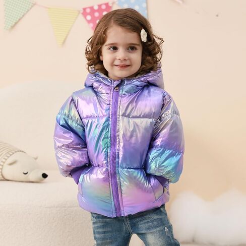 UNICOMIDEA Baby Girl Winter Coat Laser Toddler Jackets Warm Down Outerwear with Hooded For 12M-5T in Saudi Arabia