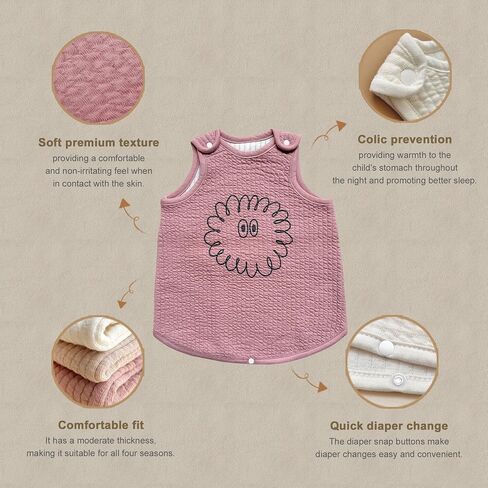 Baby Sleeping Cotton Sack, Cute Design Sleeping Vest, Wearable Blanket Support Maintain Body Temperature for Newborn in Saudi Arabia