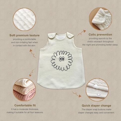 Baby Sleeping Cotton Sack, Cute Design Sleeping Vest, Wearable Blanket Support Maintain Body Temperature for Newborn in Saudi Arabia