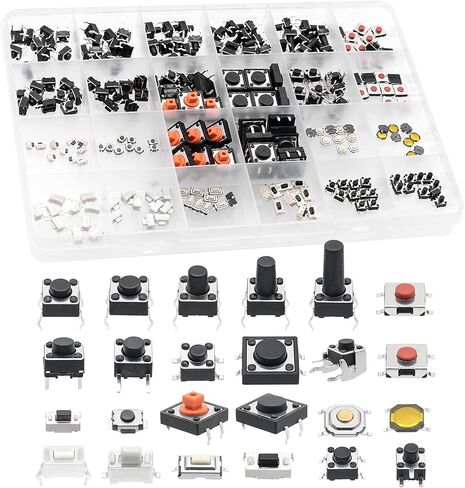 QTEATAK 300 Pcs 15 Value Micro Momentary Tactile Push Button Switch Tact Assortment Kit in Saudi Arabia