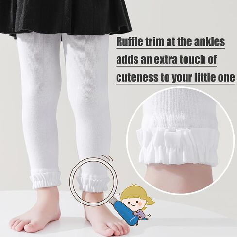 Baby Leggings Toddler Footless Tights Girls Ruffle Leggings Kids Cotton Stockings Pants 1/2/3 Pack in Saudi Arabia