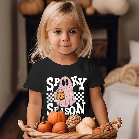 CM C&M WODRO Toddler Baby Girls Halloween Shirt Spooky Season T-Shirt Funny Ghost Pumpkin Graphic Short Sleeve Tee Kids Top in Saudi Arabia