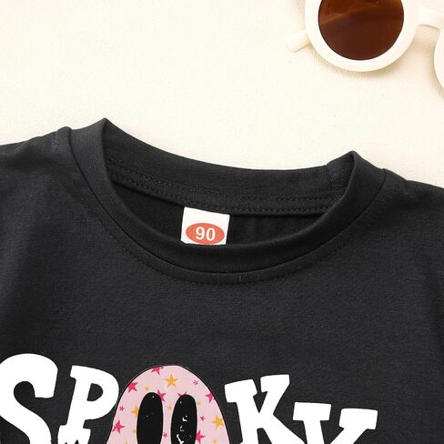 CM C&M WODRO Toddler Baby Girls Halloween Shirt Spooky Season T-Shirt Funny Ghost Pumpkin Graphic Short Sleeve Tee Kids Top in Saudi Arabia