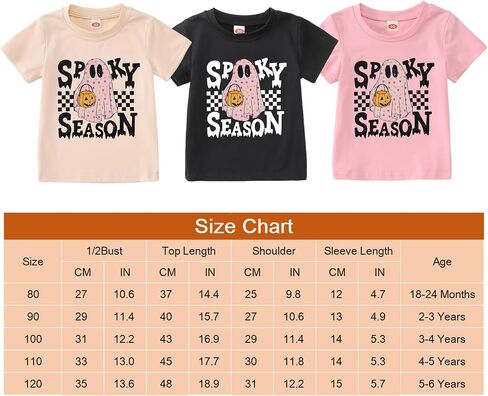 CM C&M WODRO Toddler Baby Girls Halloween Shirt Spooky Season T-Shirt Funny Ghost Pumpkin Graphic Short Sleeve Tee Kids Top in Saudi Arabia