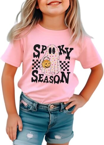 CM C&M WODRO Toddler Baby Girls Halloween Shirt Spooky Season T-Shirt Funny Ghost Pumpkin Graphic Short Sleeve Tee Kids Top in Saudi Arabia