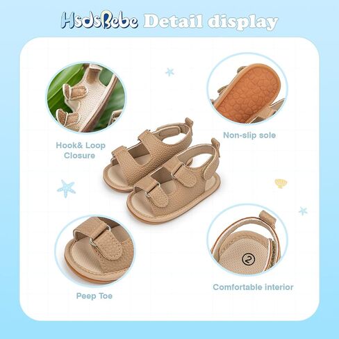 HsdsBebe Infant Baby Boys Girls Summer Beach Sandals Breathable Athletic Anti-slip Soft Sole Newborn First Walker Crib Shoes in Kuwait