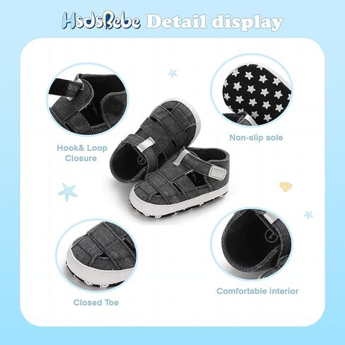 HsdsBebe Infant Baby Boys Girls Summer Beach Sandals Breathable Athletic Anti-slip Soft Sole Newborn First Walker Crib Shoes in Kuwait