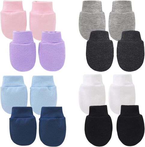 8 Pairs Newborn Baby Mittens No Scratch Gloves Hand Mitten Infant Toddler Essentials for 0-6 Months Baby Boys Girls in Saudi Arabia