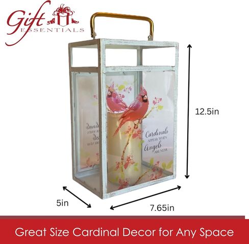 Cardinals Appear Small Decorative Lantern, LED Light Up Glass Lantern with Built-in Pillar Candle and On/Off Switch in Saudi Arabia