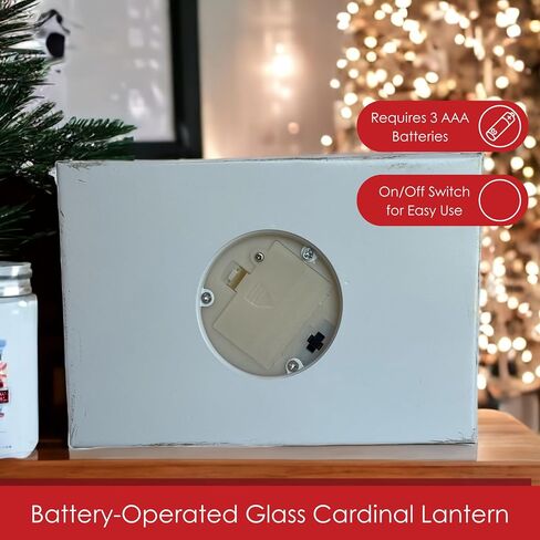 Cardinals Appear Small Decorative Lantern, LED Light Up Glass Lantern with Built-in Pillar Candle and On/Off Switch in Saudi Arabia