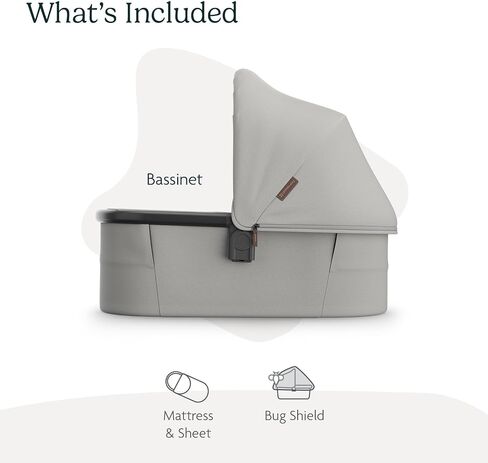 UPPAbaby Bassinet V3 - Compatible with Vista, Cruz, Ridge, Minu Strollers - Overnight Sleep Solution - Mattress, Sheet and Bug Shield Included - Jake (Charcoal/Carbon Frame) in Saudi Arabia