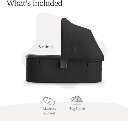 UPPAbaby Bassinet V3 - Compatible with Vista, Cruz, Ridge, Minu Strollers - Overnight Sleep Solution - Mattress, Sheet and Bug Shield Included - Jake (Charcoal/Carbon Frame) in Saudi Arabia