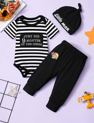 ملابس الطفل الصبي كم الوشم مضحك رومبير ارتداءها + السراويل 3PCS مجموعة ملابس الرضع in Kuwait