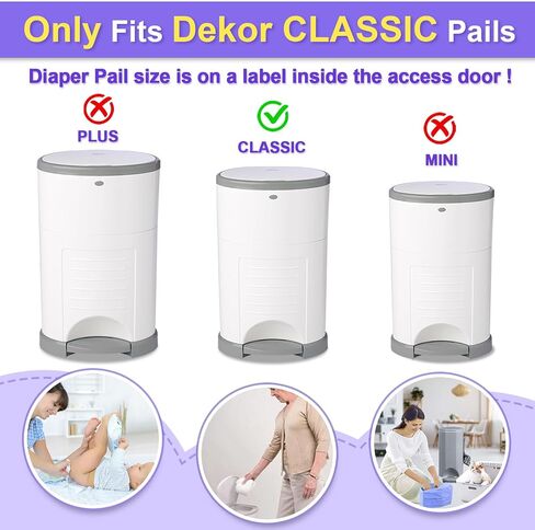 Refills Compatible with Dekor Classic Diaper Pail Refills | 8 Count for 4752 Diapers(Extra 20% Lengths) Diaper Pail Bags with Extra 30% Thickness Powerful Odor Eliminate Lavender Scent for Baby/Adult in Saudi Arabia