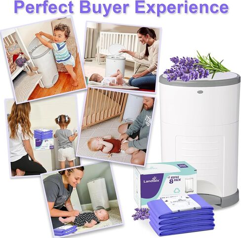 Refills Compatible with Dekor Classic Diaper Pail Refills | 8 Count for 4752 Diapers(Extra 20% Lengths) Diaper Pail Bags with Extra 30% Thickness Powerful Odor Eliminate Lavender Scent for Baby/Adult in Saudi Arabia