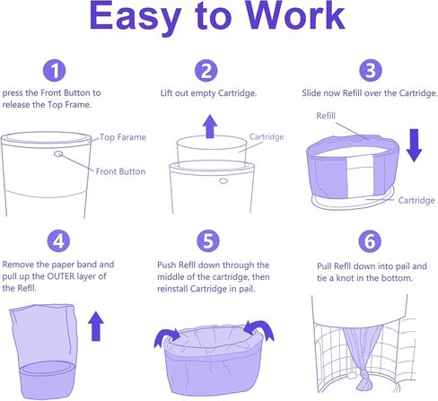 Refills Compatible with Dekor Classic Diaper Pail Refills | 8 Count for 4752 Diapers(Extra 20% Lengths) Diaper Pail Bags with Extra 30% Thickness Powerful Odor Eliminate Lavender Scent for Baby/Adult in Saudi Arabia