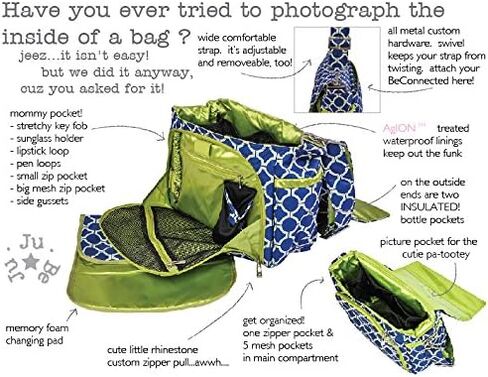 Ju-Ju-Be Better Be Messenger Diaper Bag, Silver Ice in Kuwait