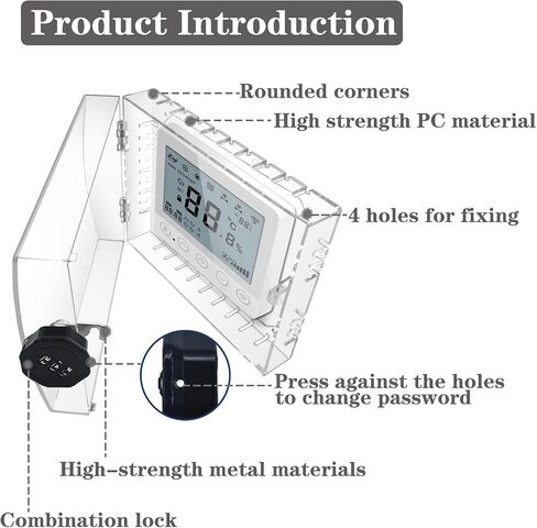Thermostat Lock Box,Thermostat Cover with Lock,PC Wall Thermostat Lockbox,Fits Thermostats 4.8" H x 6" W or Smaller,Mainly for Home Thermostat in Saudi Arabia