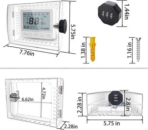 Thermostat Lock Box,Thermostat Cover with Lock,PC Wall Thermostat Lockbox,Fits Thermostats 4.8" H x 6" W or Smaller,Mainly for Home Thermostat in Saudi Arabia