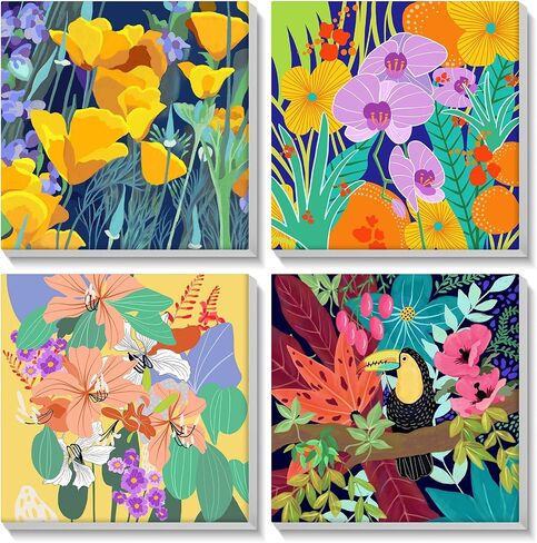 MISCER 4 Pack Animals Paint by Numbers for Kids Adults, Cartoon Paint by Number Kits for Kids, DIY Animals Oil Painting Suitable for Home Decoration (8x8inch) in Saudi Arabia