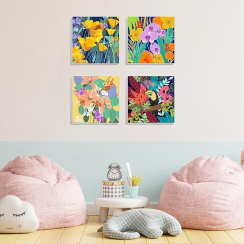 MISCER 4 Pack Animals Paint by Numbers for Kids Adults, Cartoon Paint by Number Kits for Kids, DIY Animals Oil Painting Suitable for Home Decoration (8x8inch) in Saudi Arabia