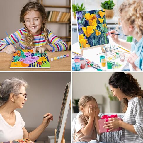 MISCER 4 Pack Animals Paint by Numbers for Kids Adults, Cartoon Paint by Number Kits for Kids, DIY Animals Oil Painting Suitable for Home Decoration (8x8inch) in Saudi Arabia