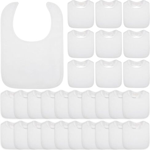 Toulite 30 Pcs White Bibs for Baby Washable Reusable Waterproof Feeder Bibs Cotton Baby Bibs with Double Sided Design in Saudi Arabia