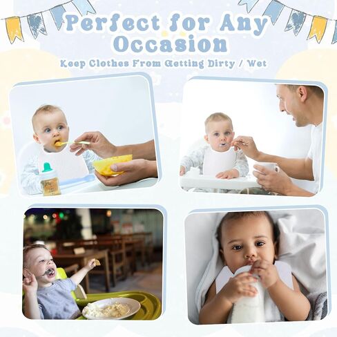 Toulite 30 Pcs White Bibs for Baby Washable Reusable Waterproof Feeder Bibs Cotton Baby Bibs with Double Sided Design in Saudi Arabia