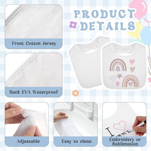 Toulite 30 Pcs White Bibs for Baby Washable Reusable Waterproof Feeder Bibs Cotton Baby Bibs with Double Sided Design in Saudi Arabia